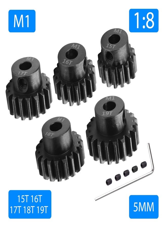 AIMROCK 5-Pack Mod 1 RC Motor Pinion Gears Set: Upgrade Parts for 1/8 RC Car 5mm Shaft Motor (15T 16T 17T 18T 19T) - Image 2